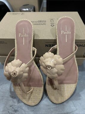 Paolo Blush Nude Floral Toe-Post Sandals